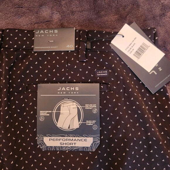 Jachs New York Shorts Black Size 40 Geometric Triangles NWT - Picture 3 of 4